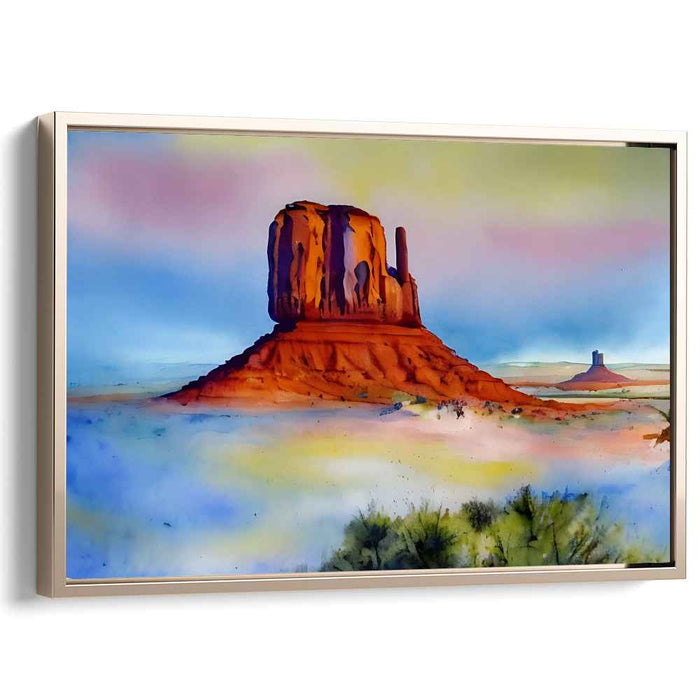 Misty Mirage Mesas: Watercolor Vista of Monument Valley