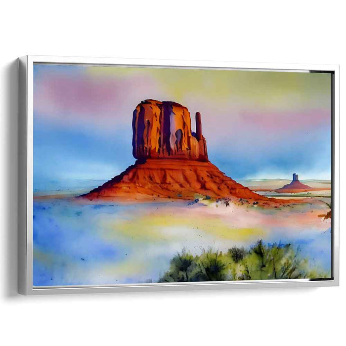 Misty Mirage Mesas: Watercolor Vista of Monument Valley