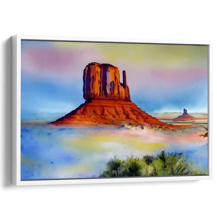 Misty Mirage Mesas: Watercolor Vista of Monument Valley