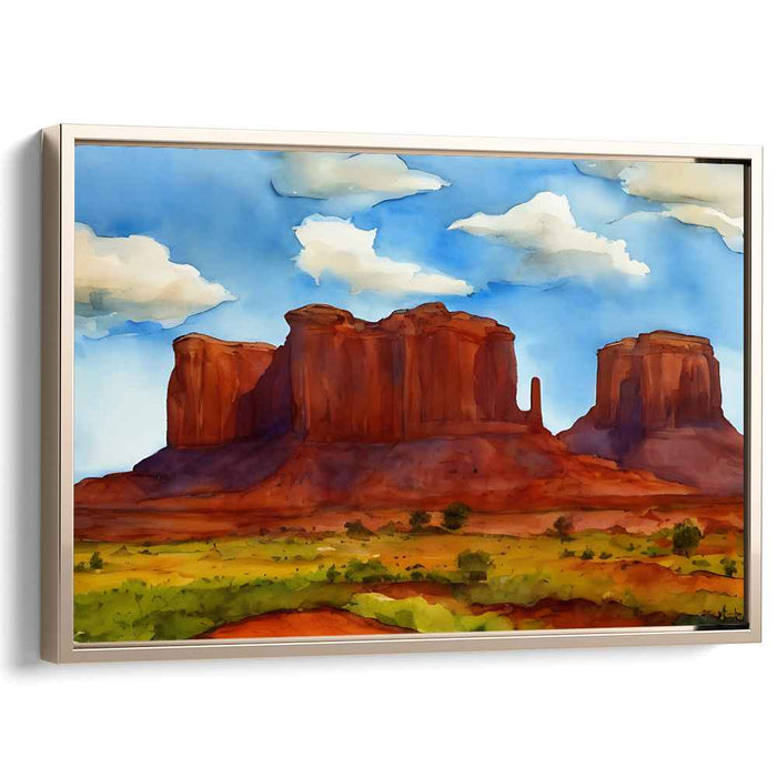 Echoes of Sandstone Dreams: Watercolor Landscape of Monument Valley Canvas Art