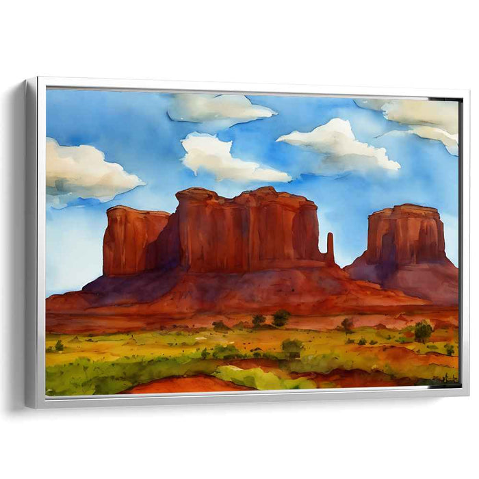 Echoes of Sandstone Dreams: Watercolor Landscape of Monument Valley Canvas Art