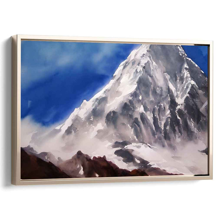 Whispers Of Winter's Breath: Realistic Snow-Capped Landscape Canvas Art Print