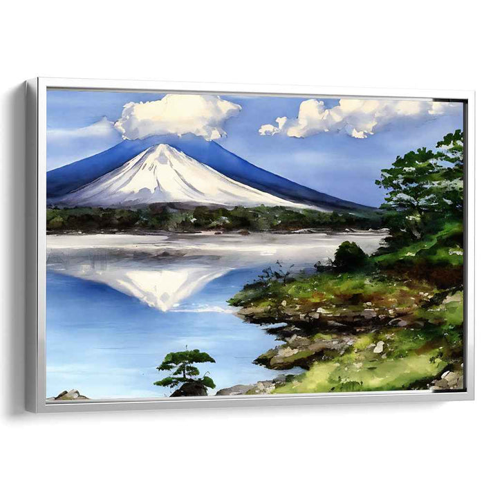 Summit Tranquility: Majestic Mountain and Serene Lake Canvas Art