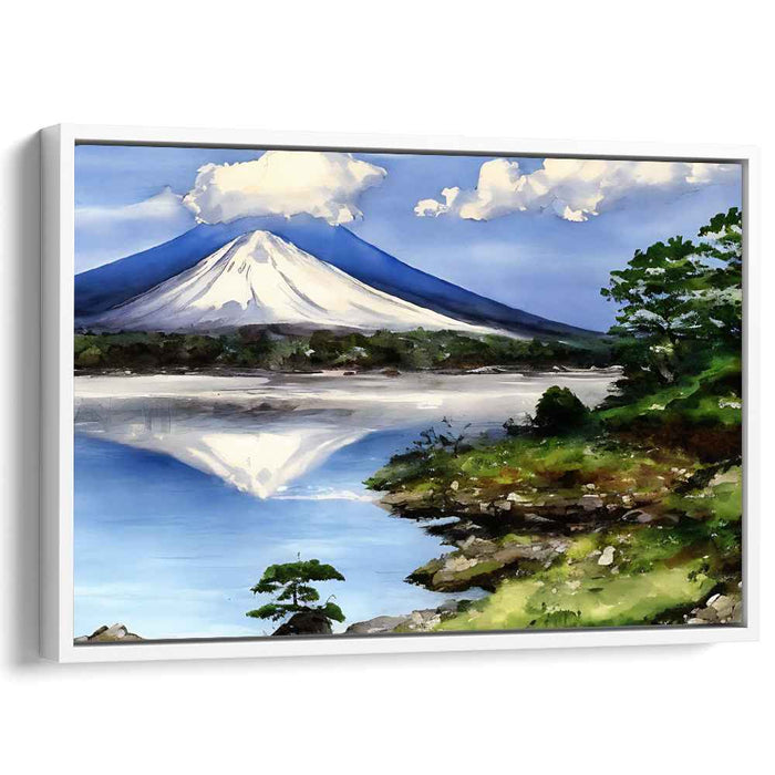 Summit Tranquility: Majestic Mountain and Serene Lake Canvas Art