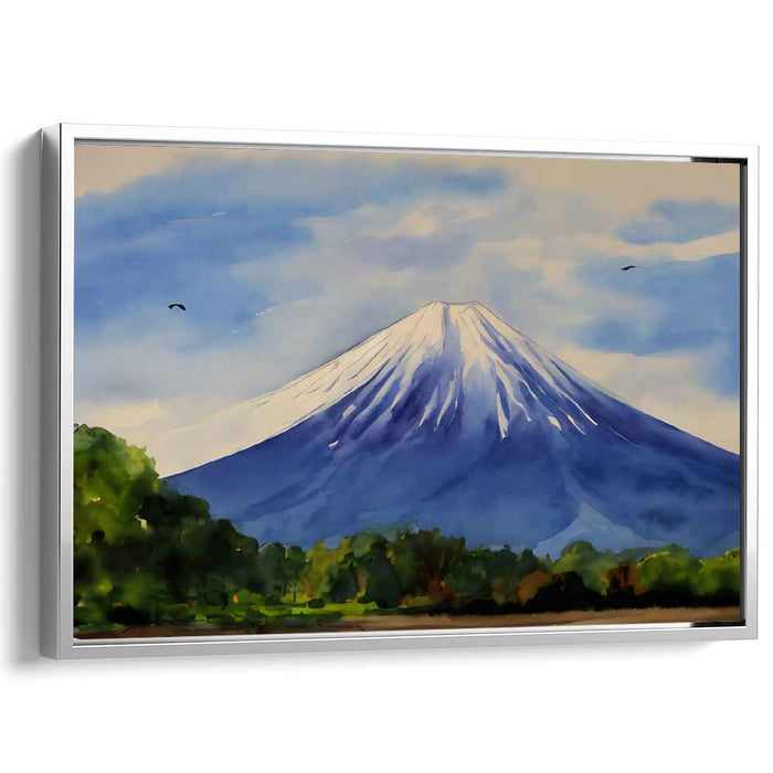 Summit Whisperings: Majestic Mount Fuji Watercolor Landscape