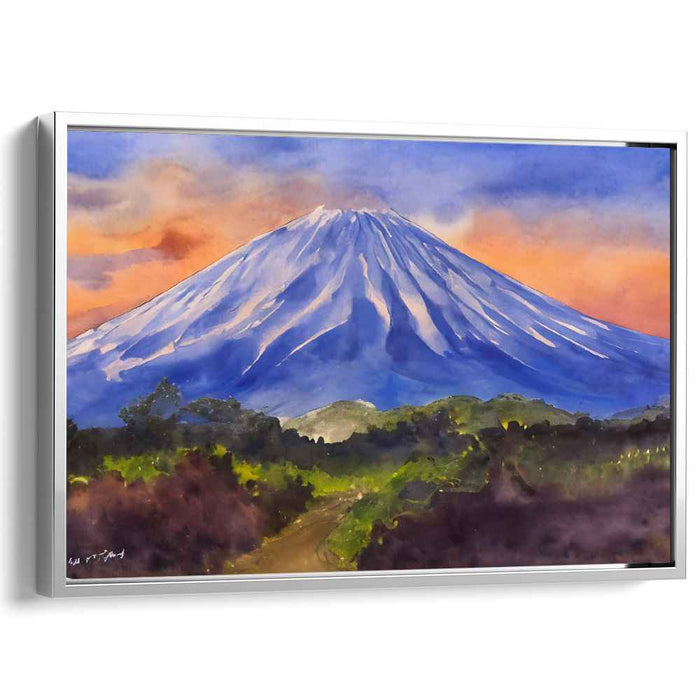 Majestic Mountain at Dusk: Vibrant Watercolor Landscape Art