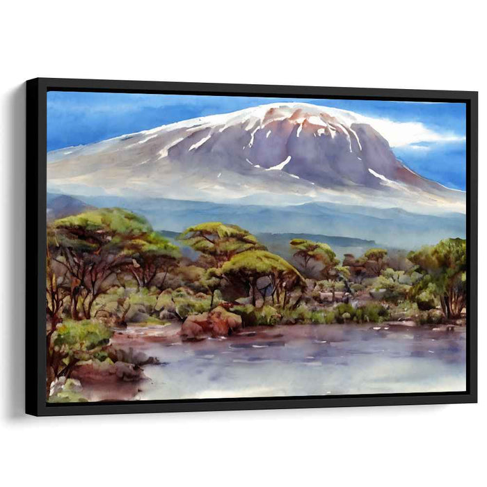 Golden Grass Hues Dance: Serene African Savannah Watercolor Landscape