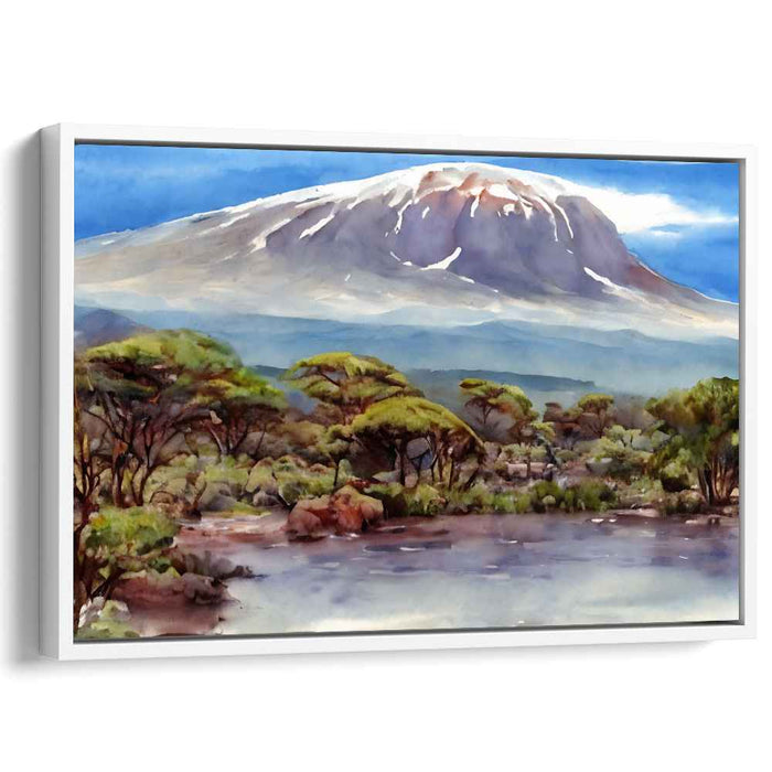 Golden Grass Hues Dance: Serene African Savannah Watercolor Landscape