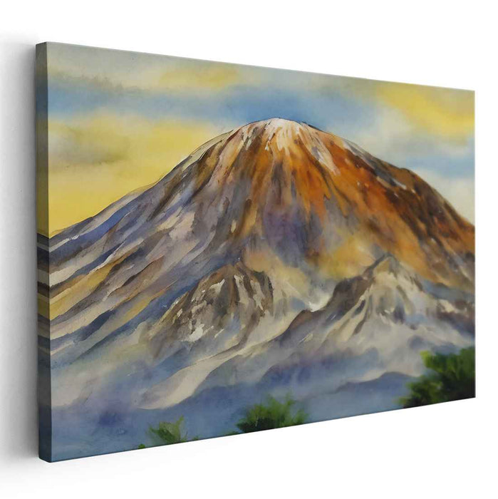 Zen Peak View: Serene Mountain Landscape Watercolor Painting