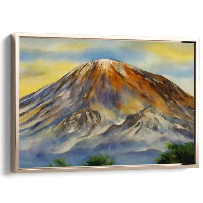 Zen Peak View: Serene Mountain Landscape Watercolor Painting