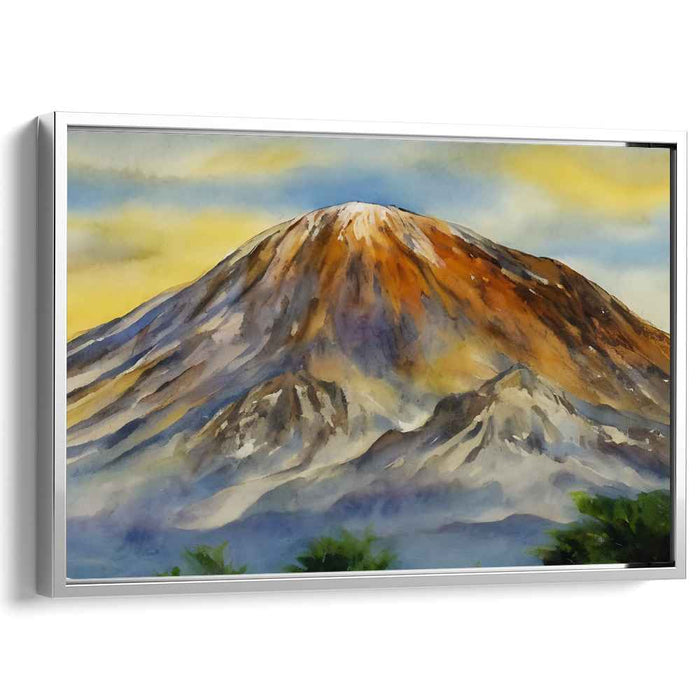 Zen Peak View: Serene Mountain Landscape Watercolor Painting