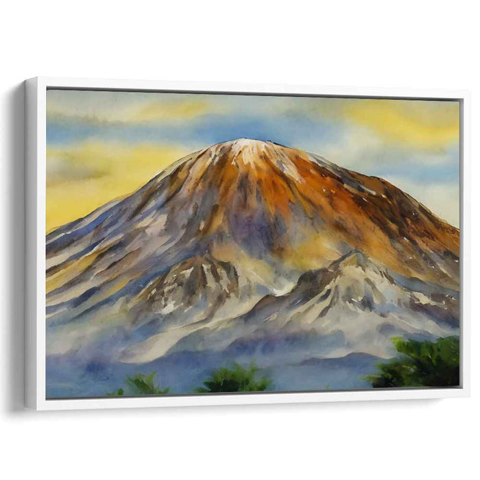 Zen Peak View: Serene Mountain Landscape Watercolor Painting