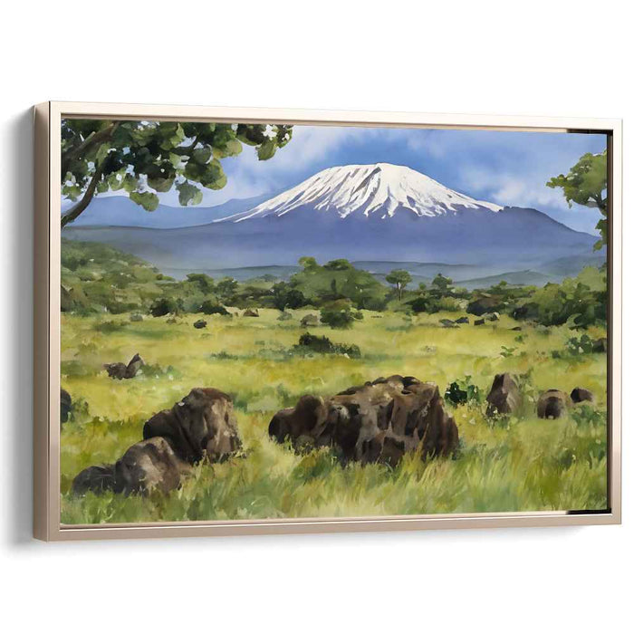 Jade Ascent: Majestic Mountain and Verdant Landscape Canvas Art