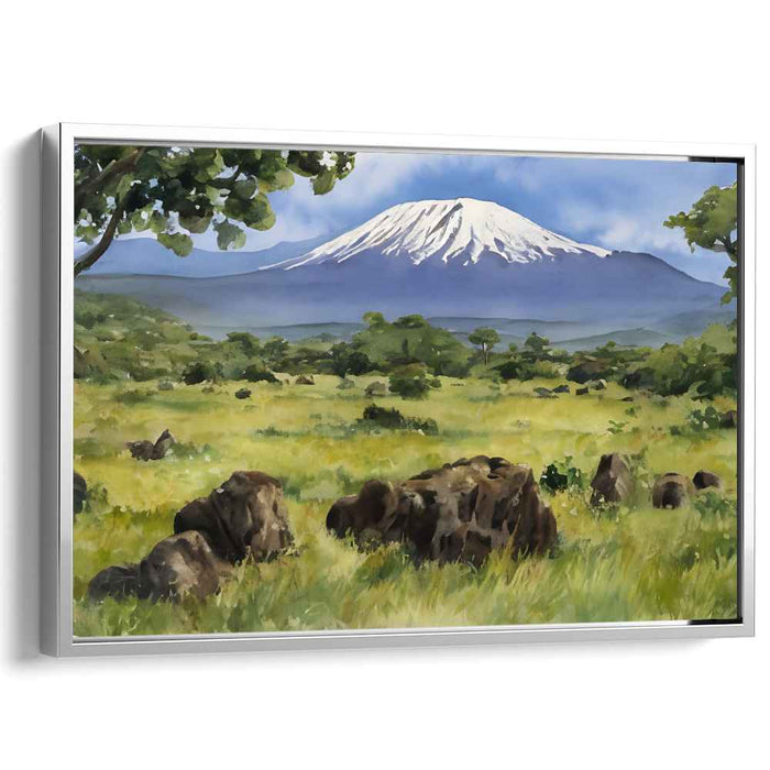 Jade Ascent: Majestic Mountain and Verdant Landscape Canvas Art