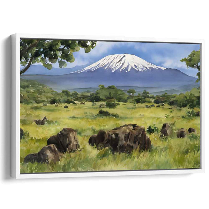 Jade Ascent: Majestic Mountain and Verdant Landscape Canvas Art