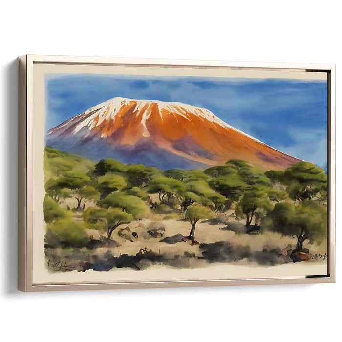 Tranquil Painted Waterscape: Serene Landscape Watercolor Canvas Art