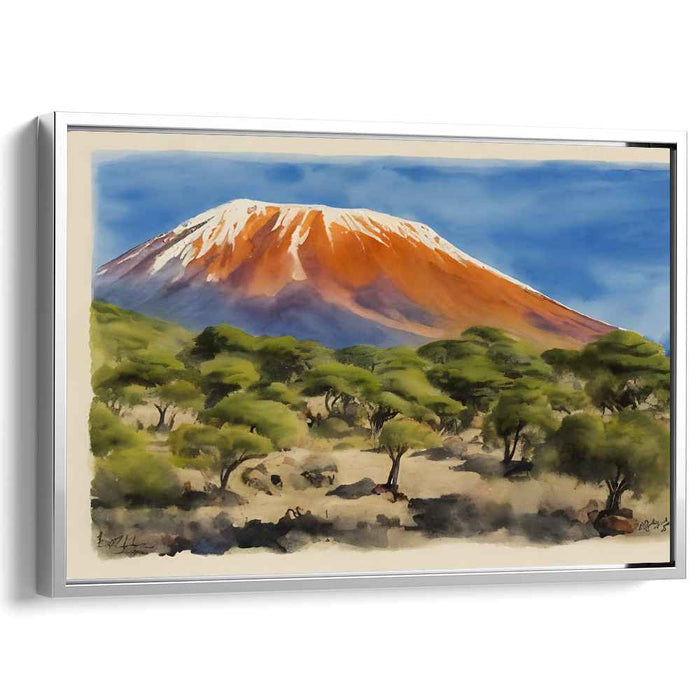 Tranquil Painted Waterscape: Serene Landscape Watercolor Canvas Art