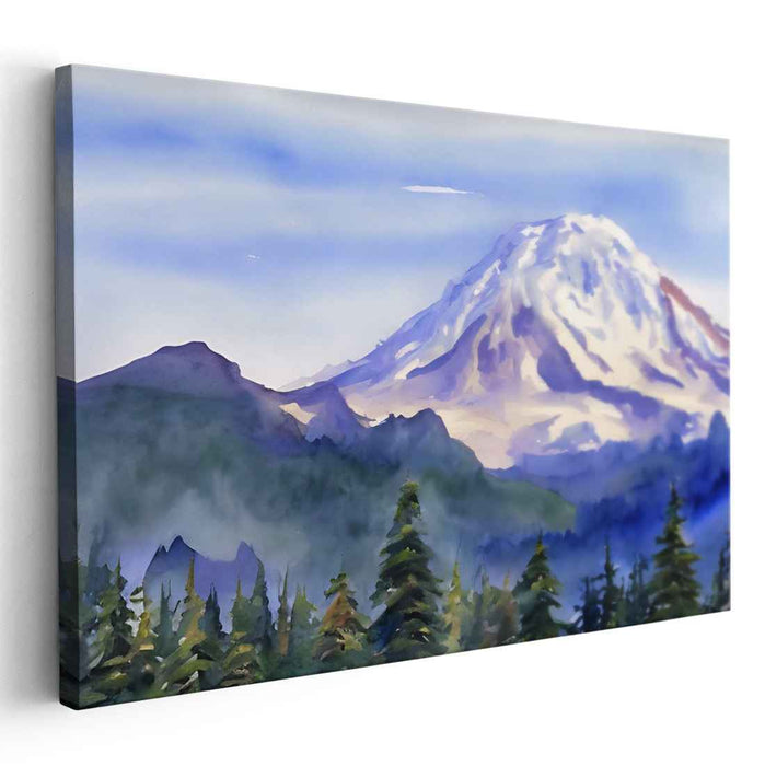 Frozen Peakscape: Snow-Capped Mountain Landscape Canvas Art Print