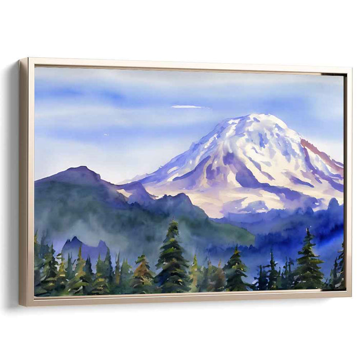 Frozen Peakscape: Snow-Capped Mountain Landscape Canvas Art Print
