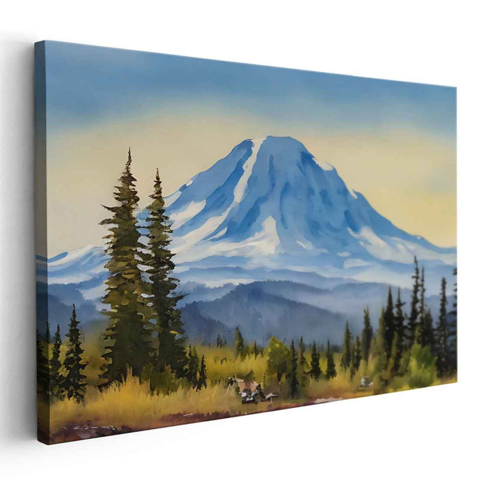 Whispering Serenity Mirage: Tranquil Landscape Watercolor Art Print