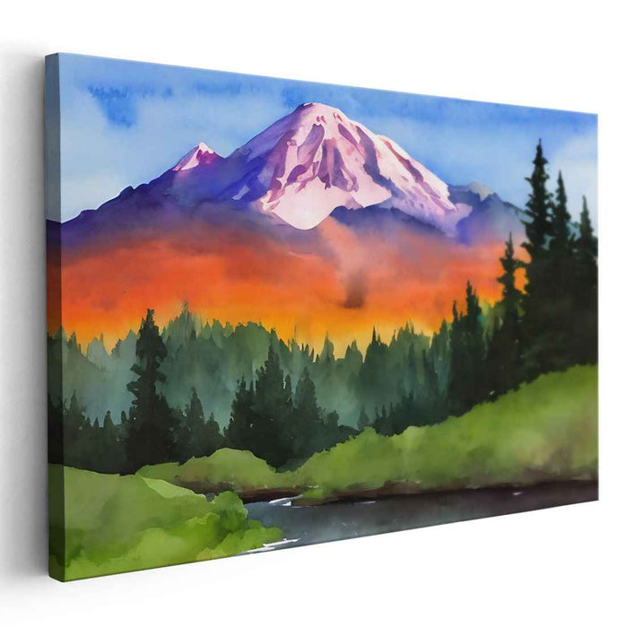 Tranquility Ripples Through Silence: Tranquil Landscape Watercolor Art Print