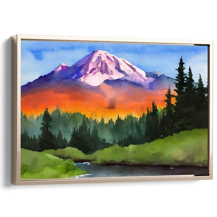 Tranquility Ripples Through Silence: Tranquil Landscape Watercolor Art Print