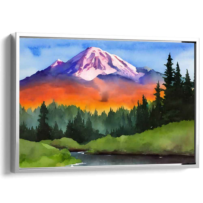 Tranquility Ripples Through Silence: Tranquil Landscape Watercolor Art Print