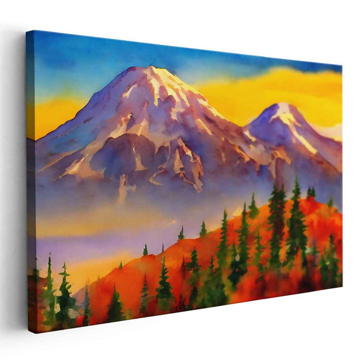 Euphoric Peaks Discovery: Vibrant Mountain Landscape Canvas Art