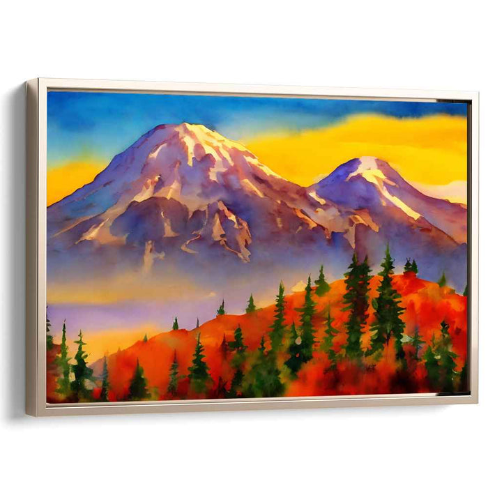 Euphoric Peaks Discovery: Vibrant Mountain Landscape Canvas Art