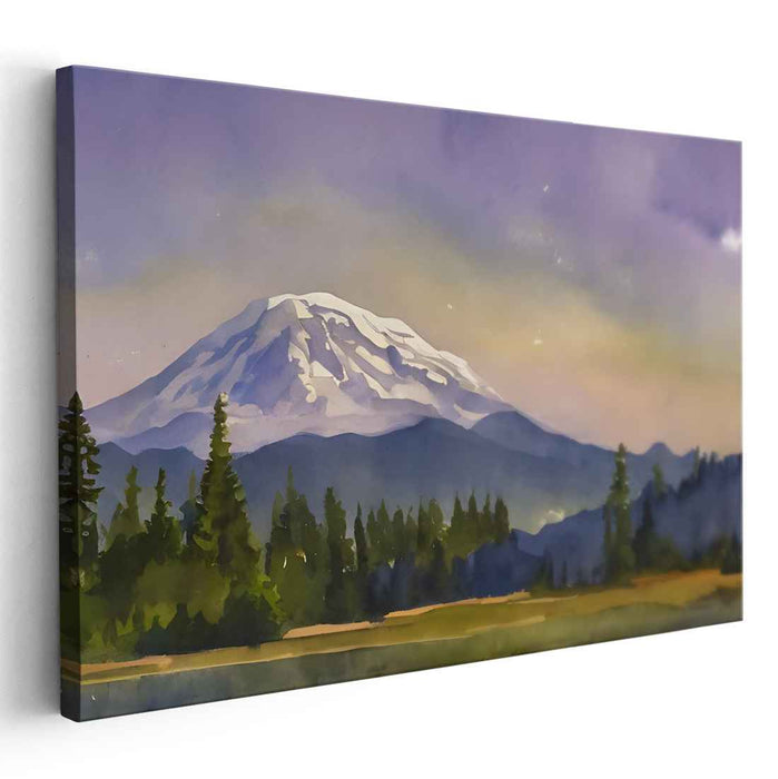 Majesty Peaks Watercolor: Serene Mountain Landscape Watercolor Art Print