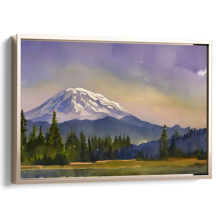 Majesty Peaks Watercolor: Serene Mountain Landscape Watercolor Art Print