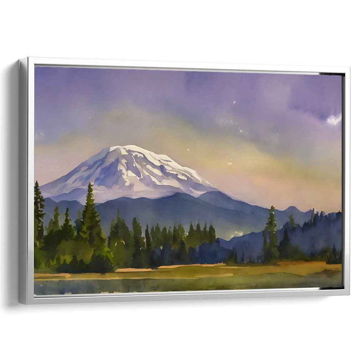 Majesty Peaks Watercolor: Serene Mountain Landscape Watercolor Art Print
