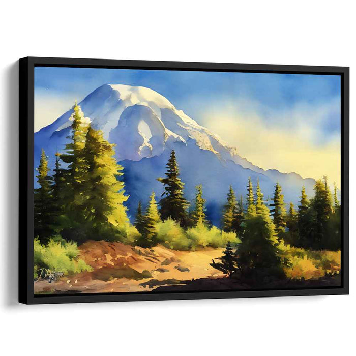 Tranquil Oasis Dream Brushstrokes: Serene Landscape Watercolor Canvas Art