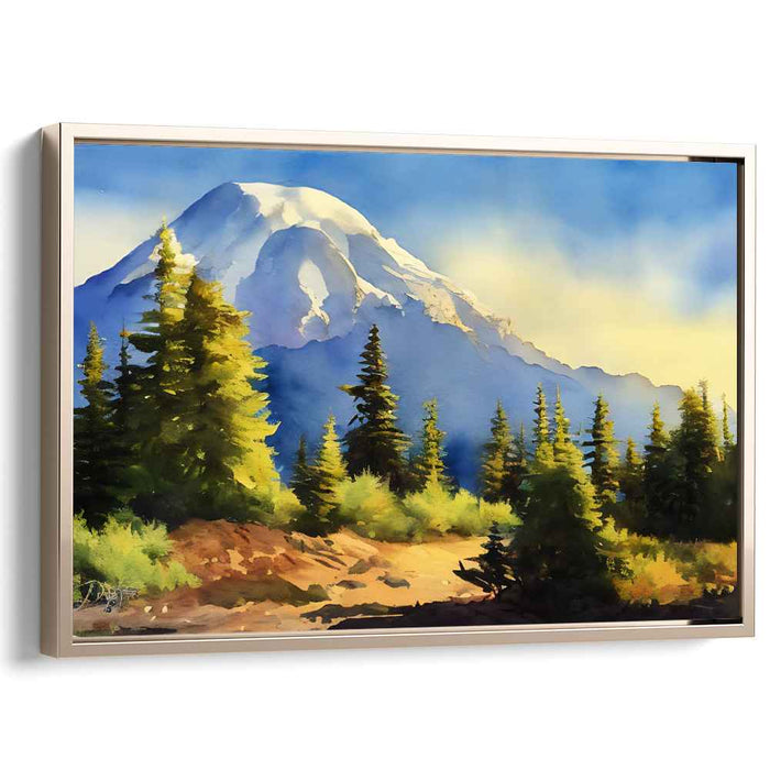 Tranquil Oasis Dream Brushstrokes: Serene Landscape Watercolor Canvas Art