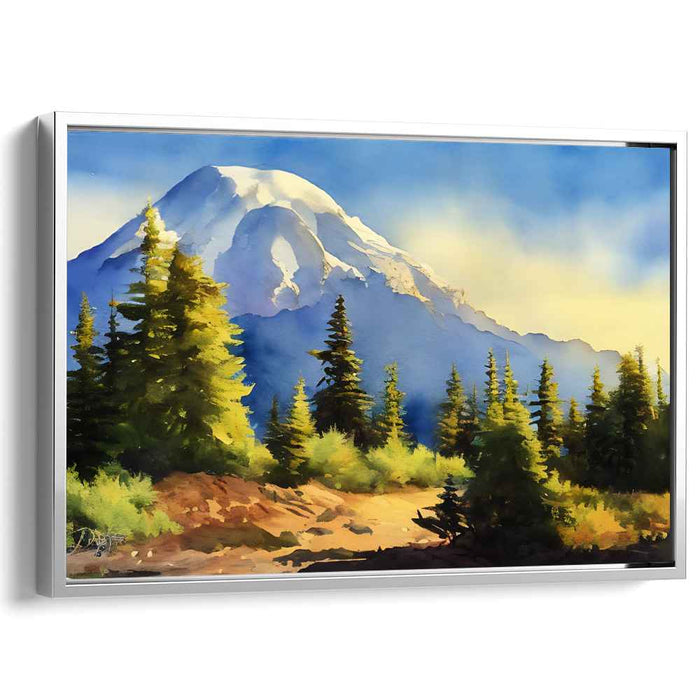 Tranquil Oasis Dream Brushstrokes: Serene Landscape Watercolor Canvas Art