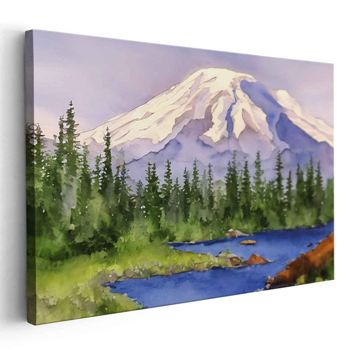 Whispers Among the Mist: Serene Watercolor Landscape Art Print