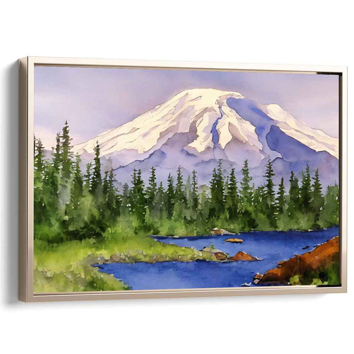 Whispers Among the Mist: Serene Watercolor Landscape Art Print