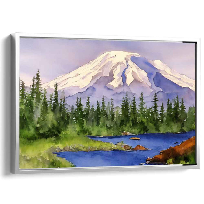 Whispers Among the Mist: Serene Watercolor Landscape Art Print