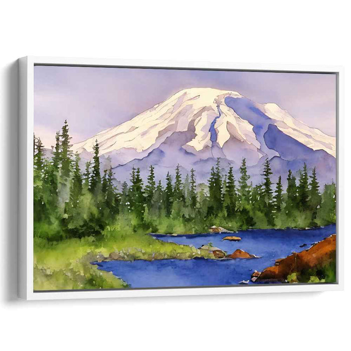 Whispers Among the Mist: Serene Watercolor Landscape Art Print