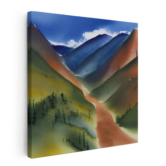 Rivulet's Reverie: Majestic Mountain River Landscape Canvas Art