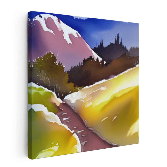 Whispering Aqua Melody: A Vivid Watercolor Landscape