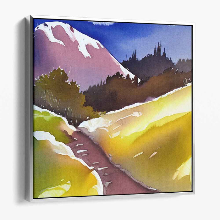 Whispering Aqua Melody: A Vivid Watercolor Landscape