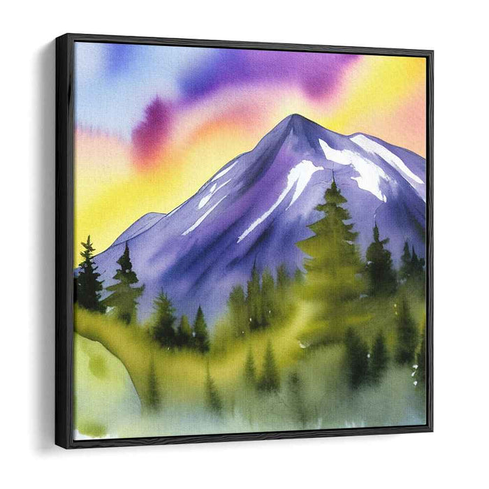 Peak's Echo Dream: Watercolor Mountain Landscape Canvas Art