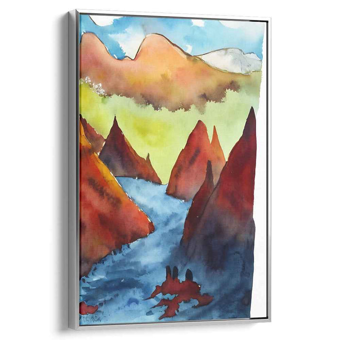 Aqueous Horizon Illusions: Watercolor Landscape Canvas Art