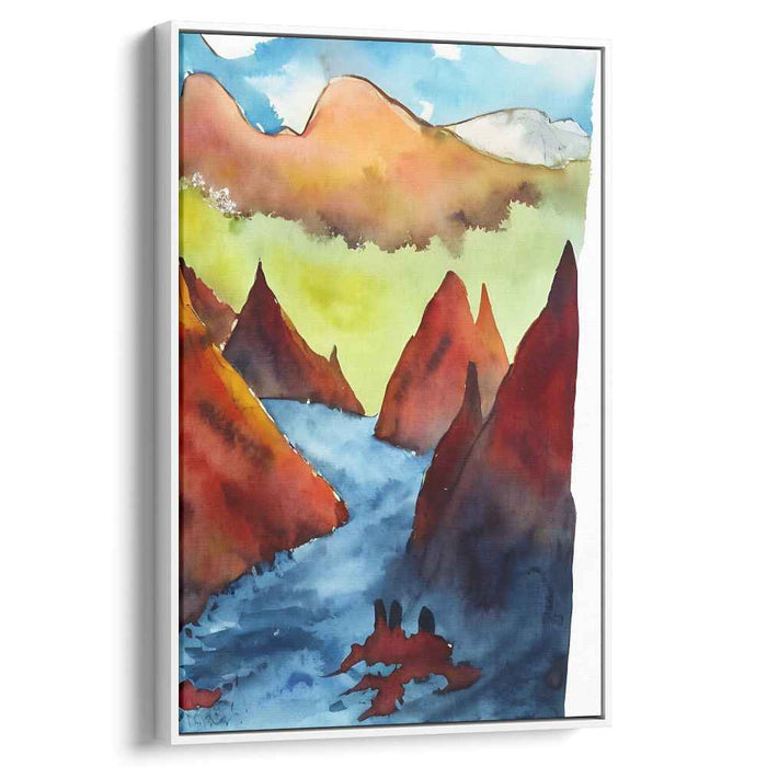Aqueous Horizon Illusions: Watercolor Landscape Canvas Art