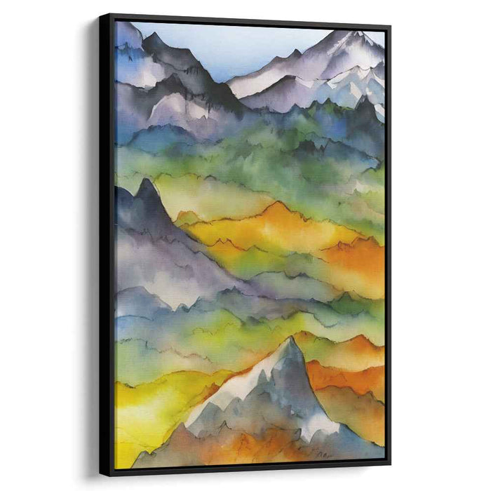Ethereal Summit Echoes: Abstract Mountain Landscape Canvas Art Print