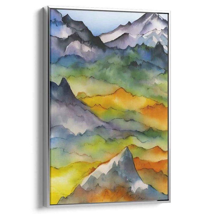 Ethereal Summit Echoes: Abstract Mountain Landscape Canvas Art Print