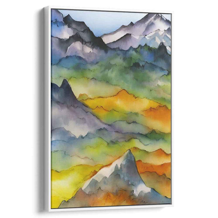 Ethereal Summit Echoes: Abstract Mountain Landscape Canvas Art Print