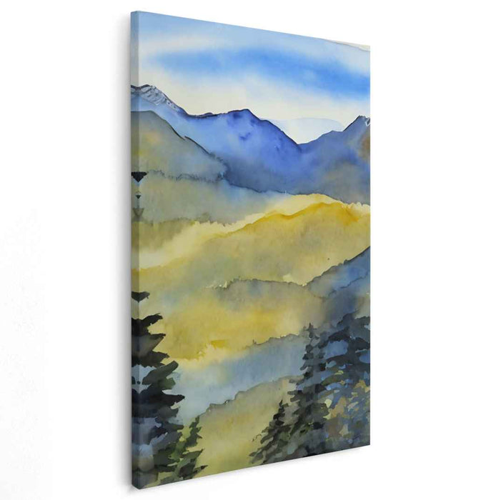 Serenity Strokes in Nature: Tranquil Watercolor Landscape Art Print