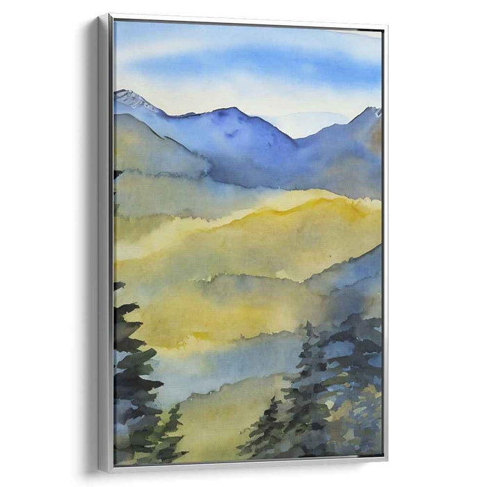 Serenity Strokes in Nature: Tranquil Watercolor Landscape Art Print